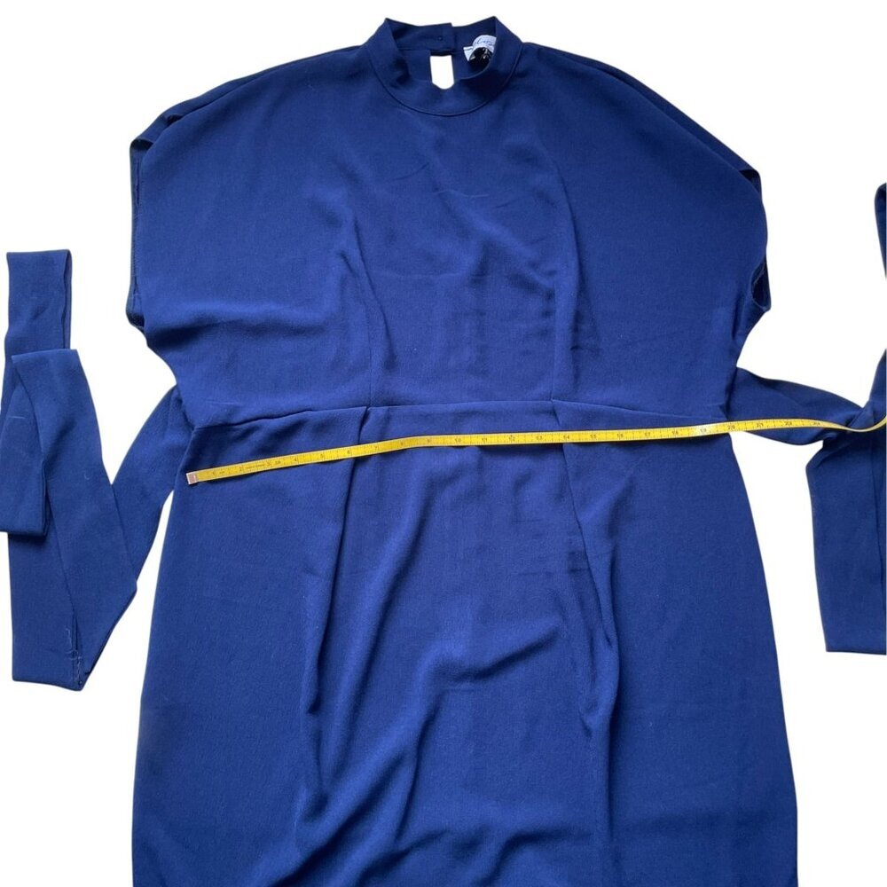 Closet London Blue High Neck Belted Dolman Sleeve Midi Dress SZ 8 - Picture 11 of 12